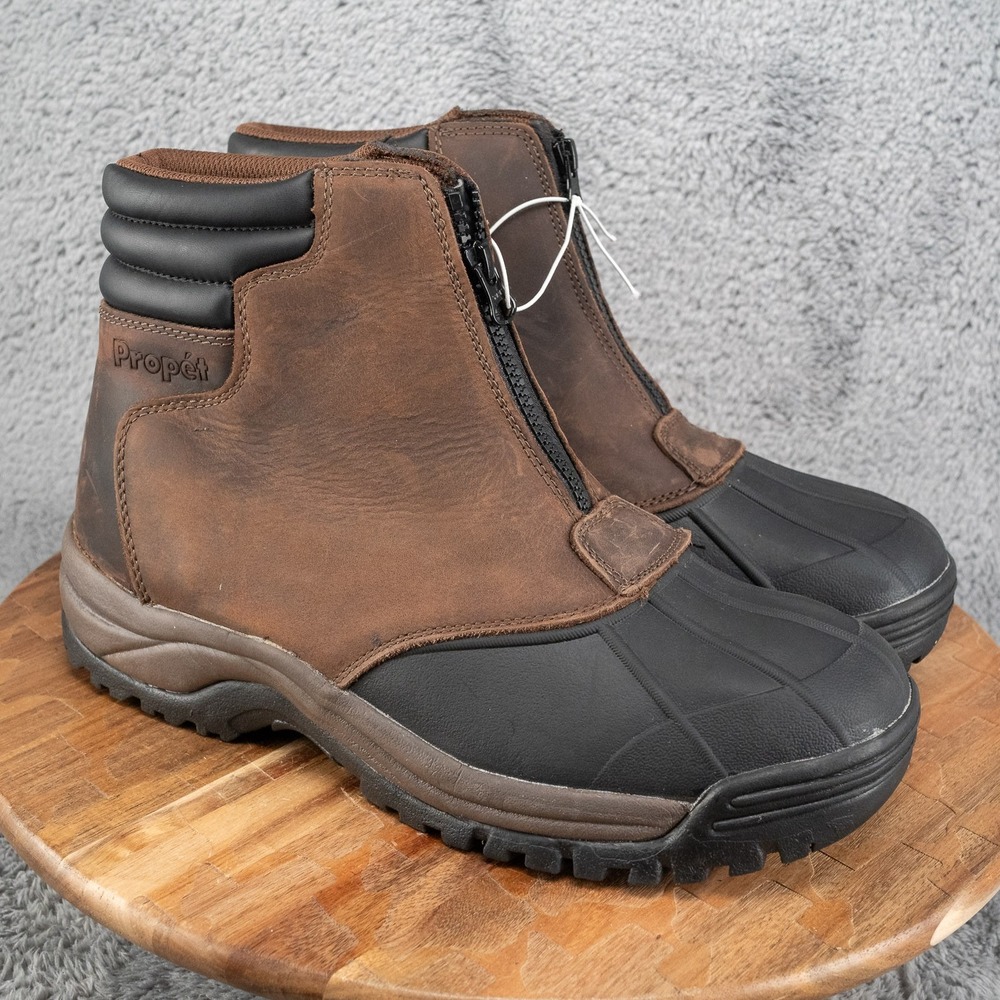 Propet Blizzard Mid Zip Boots Mens 11 M Brown Black Waterproof New